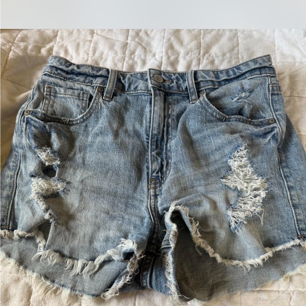 Eunina Light Blue Distressed Jean Shorts